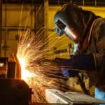 welder, welding automotive part in a car factory